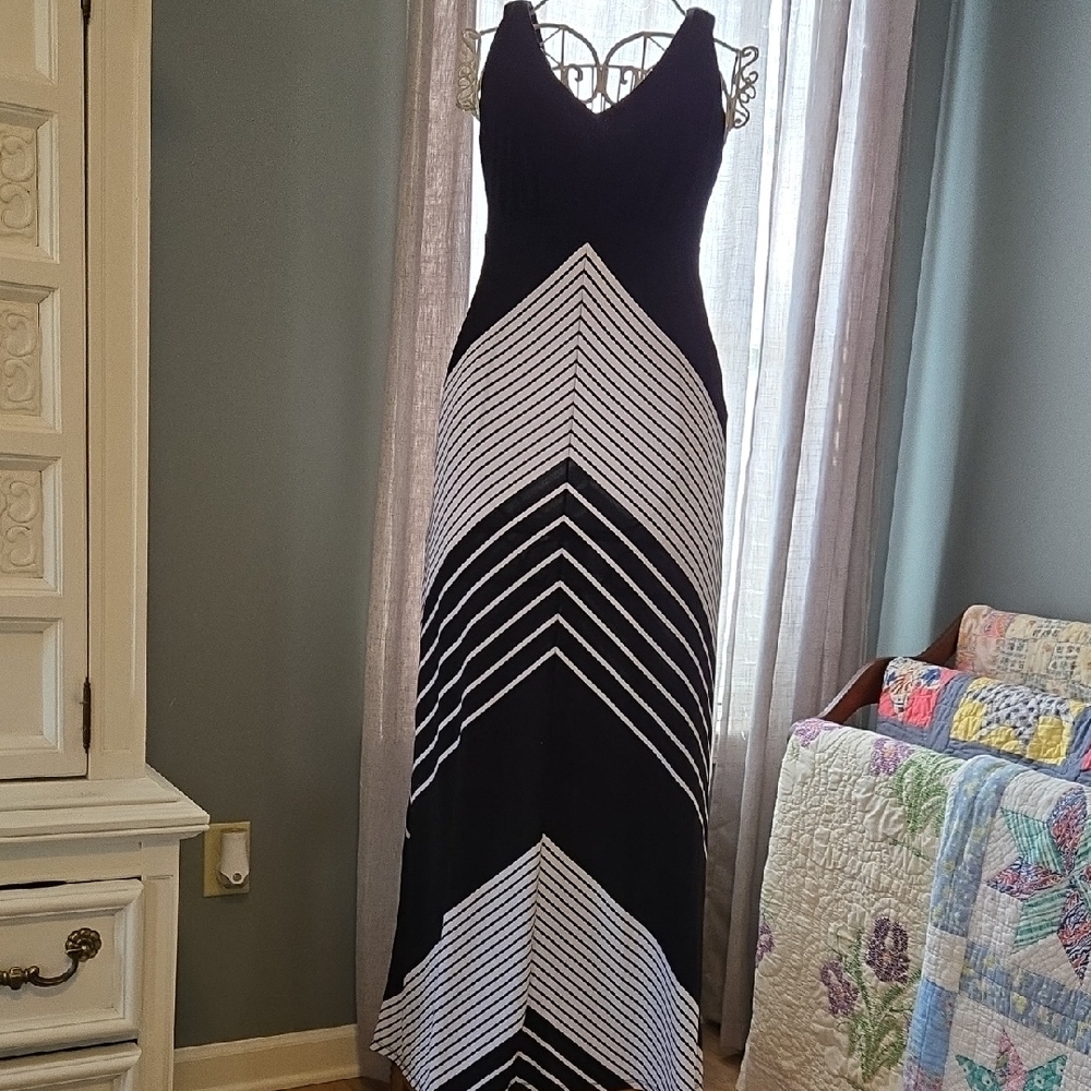 Maurices Black and White Chevron Maxi Dress